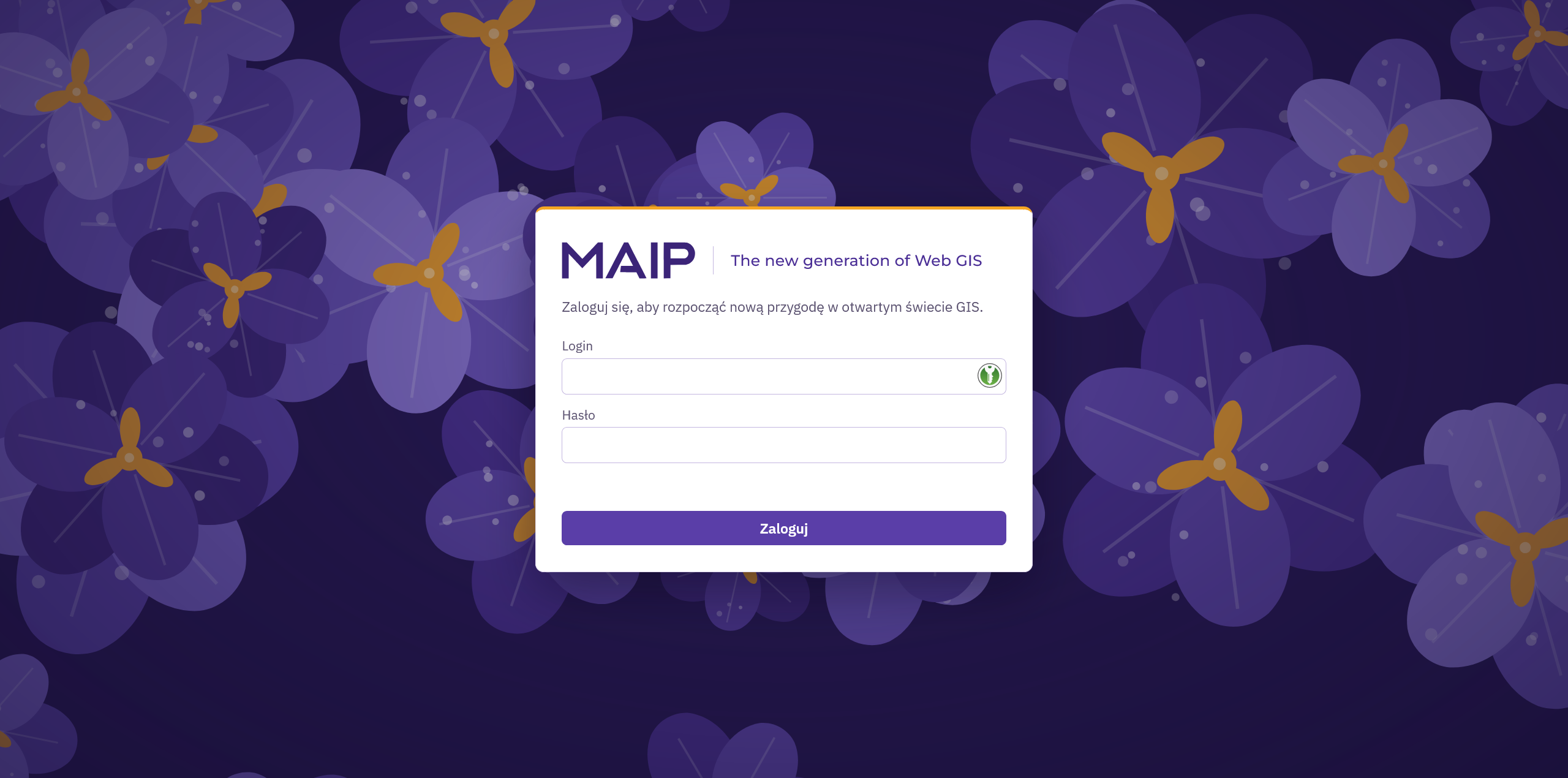 Ekran logowania do geoportalu MAIP z polami Login i Hasło